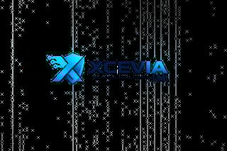 Blue X-shaped logo with XATIVA text on a dark background with digital matrix pattern